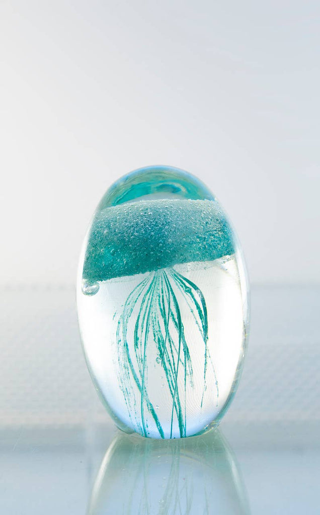 Glass Jellyfish 3 1/4”" Blue