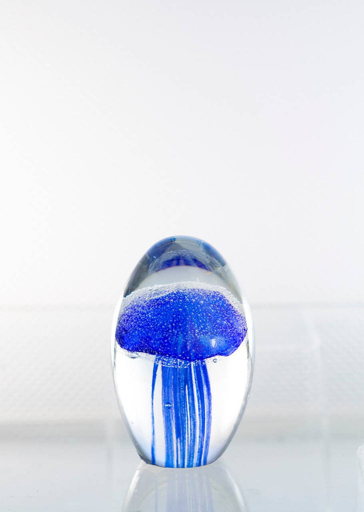 Glass Jellyfish 3 1/4” Navy Blue