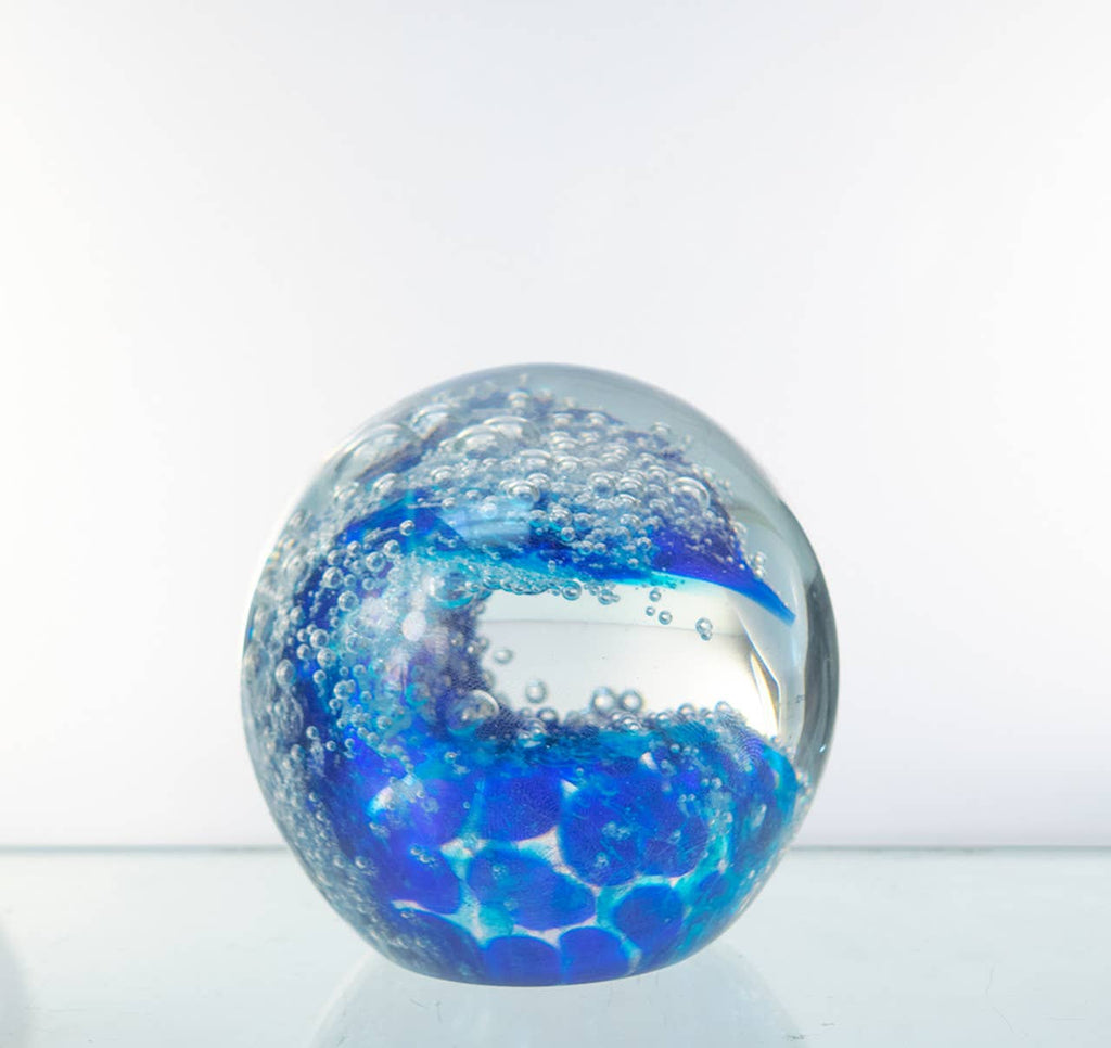 Glass Blue Wave Ball Small